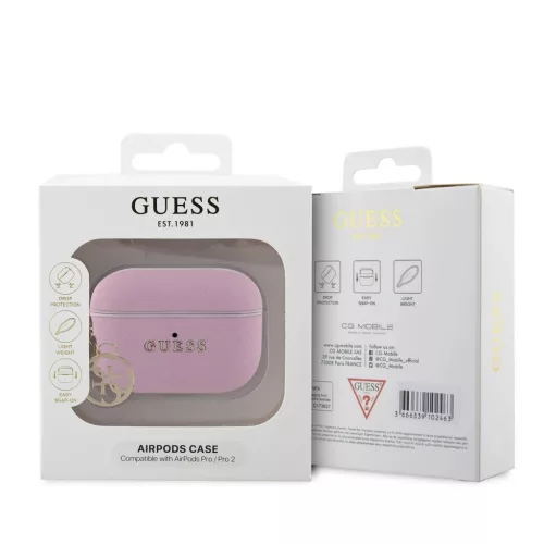 Guess Saffiano 4G Charm tok AirPods Pro 2 készülékhez, rózsaszín