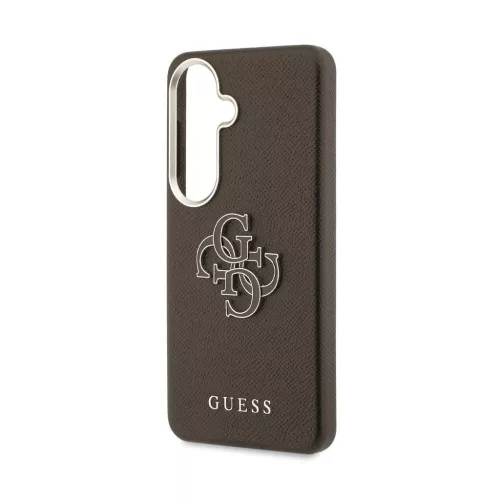 Guess PU 4G gyanta-fém logós tok Samsung Galaxy S26 készülékhez barna