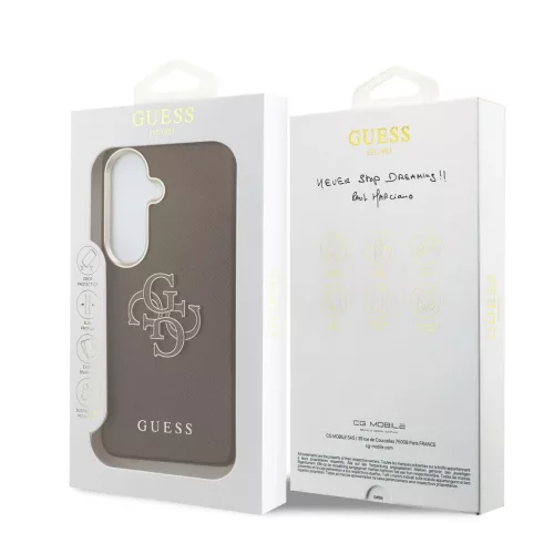 Guess PU 4G gyanta-fém logós tok Samsung Galaxy S26 készülékhez barna
