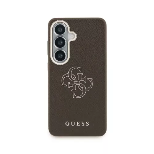 Guess PU 4G gyanta- és fém logós tok Samsung Galaxy S26+ készülékhez barna