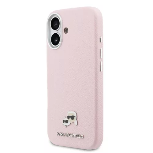 Karl Lagerfeld PU Karl and Choupette Heads Pins MagSafe tok iPhone 17 készülékhez rózsaszín