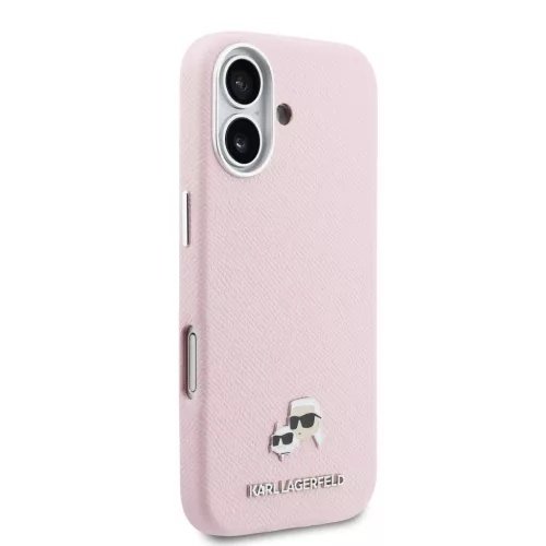 Karl Lagerfeld PU Karl and Choupette Heads Pins MagSafe tok iPhone 17 készülékhez rózsaszín