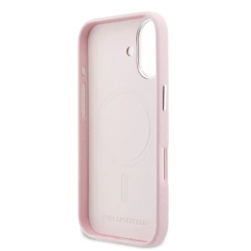 Karl Lagerfeld PU Karl and Choupette Heads Pins MagSafe tok iPhone 17 készülékhez rózsaszín