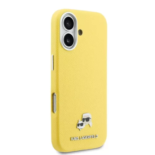 Karl Lagerfeld PU Karl and Choupette Heads Pins MagSafe tok iPhone 17 készülékhez sárga