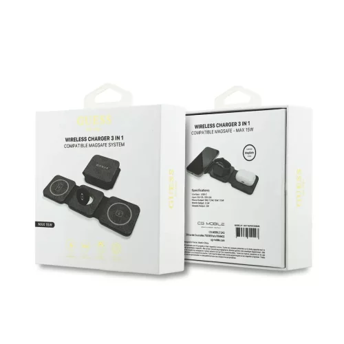 Guess PU 4G MagSafe 3v1 vezeték nélküli töltő fekete