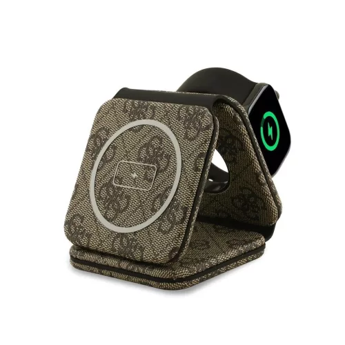Guess PU 4G MagSafe 3v1 vezeték nélküli töltő barna