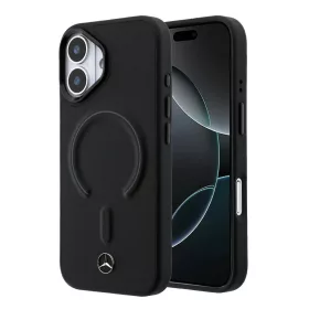   Mercedes PU bőr 3D MagSafe tok iPhone 17 készülékhez, fekete