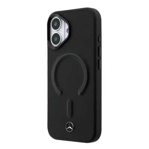 Mercedes PU bőr 3D MagSafe tok iPhone 17 készülékhez, fekete