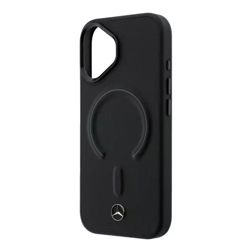 Mercedes PU bőr 3D MagSafe tok iPhone 17 készülékhez, fekete