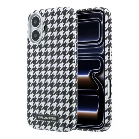   Karl Lagerfeld PU Houndstooth Resin Plate MagSafe tok iPhone 17 készülékhez fekete