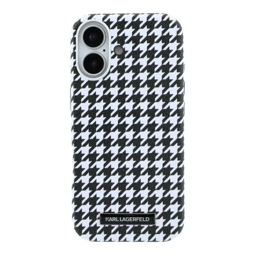 Karl Lagerfeld PU Houndstooth Resin Plate MagSafe tok iPhone 17 készülékhez fekete