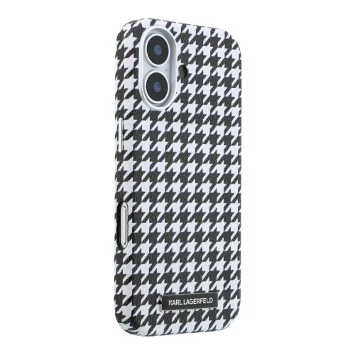 Karl Lagerfeld PU Houndstooth Resin Plate MagSafe tok iPhone 17 készülékhez fekete