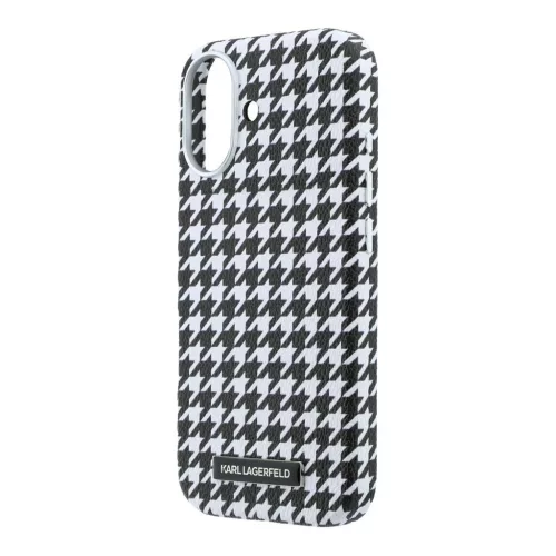 Karl Lagerfeld PU Houndstooth Resin Plate MagSafe tok iPhone 17 készülékhez fekete