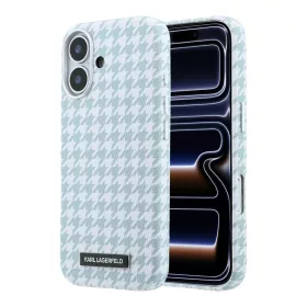   Karl Lagerfeld PU Houndstooth Resin Plate MagSafe tok iPhone 17 készülékhez kék