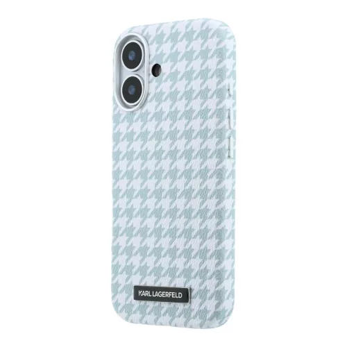 Karl Lagerfeld PU Houndstooth Resin Plate MagSafe tok iPhone 17 készülékhez kék