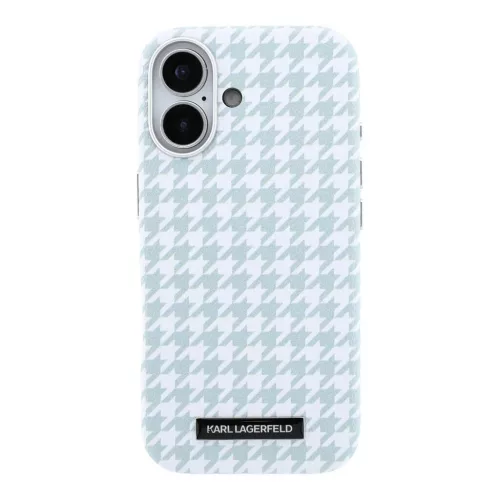 Karl Lagerfeld PU Houndstooth Resin Plate MagSafe tok iPhone 17 készülékhez kék