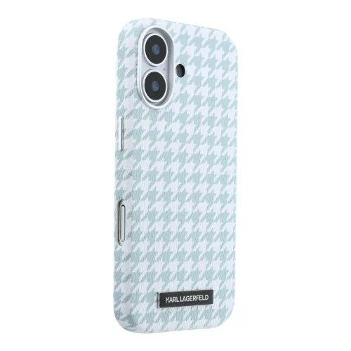 Karl Lagerfeld PU Houndstooth Resin Plate MagSafe tok iPhone 17 készülékhez kék