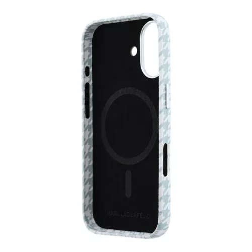 Karl Lagerfeld PU Houndstooth Resin Plate MagSafe tok iPhone 17 készülékhez kék