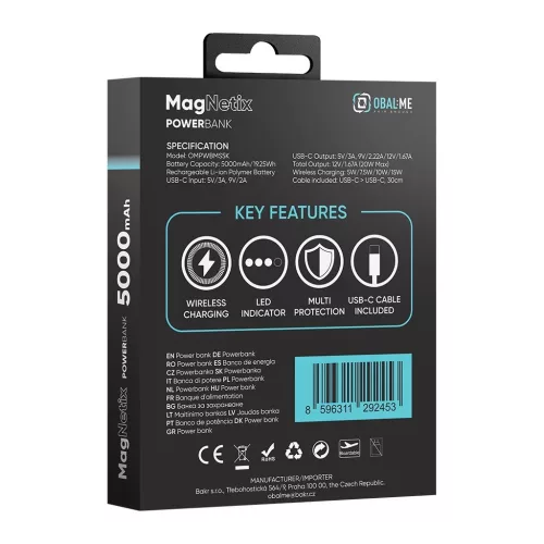 OBAL:ME MagNetix külső akkumulátor 5000mAh fekete