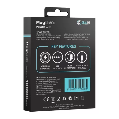 OBAL:ME MagNetix külső akkumulátor 10000mAh fekete