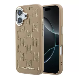   Karl Lagerfeld PU perforált monogramos MagSafe tok iPhone 17 készülékhez bézs