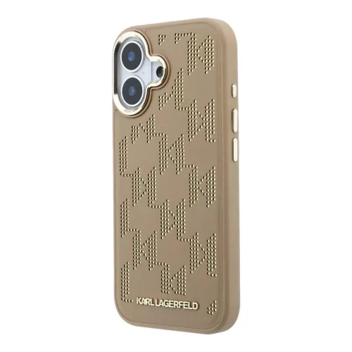Karl Lagerfeld PU perforált monogramos MagSafe tok iPhone 17 készülékhez bézs