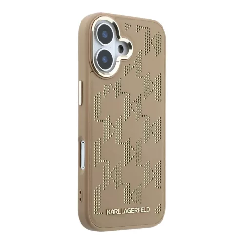 Karl Lagerfeld PU perforált monogramos MagSafe tok iPhone 17 készülékhez bézs