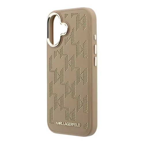 Karl Lagerfeld PU perforált monogramos MagSafe tok iPhone 17 készülékhez bézs