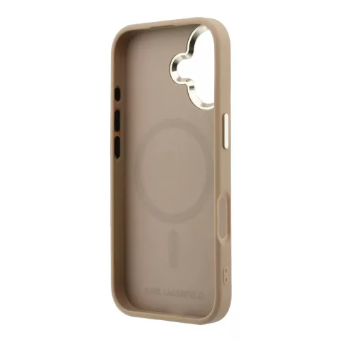 Karl Lagerfeld PU perforált monogramos MagSafe tok iPhone 17 készülékhez bézs