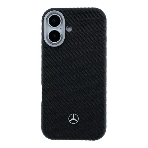Mercedes PU Leather Wood Semi Wrap MagSafe tok iPhone 17 készülékhez fekete
