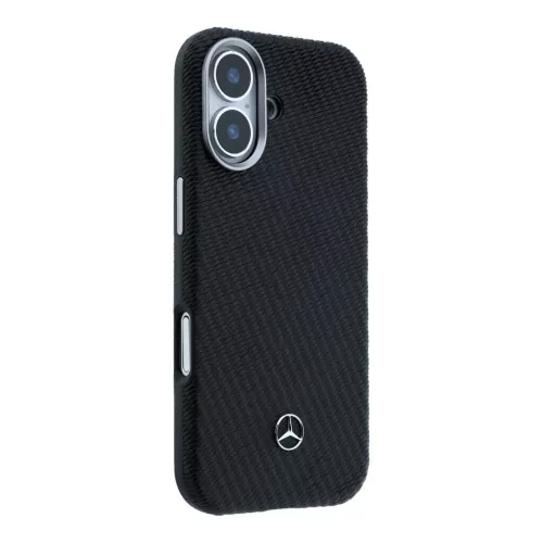 Mercedes PU Leather Wood Semi Wrap MagSafe tok iPhone 17 készülékhez fekete