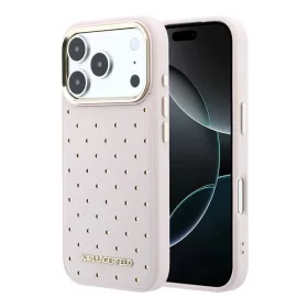   Karl Lagerfeld perforált PU arany pöttyös MagSafe tok iPhone 17 Pro Max készülékhez rózsaszín