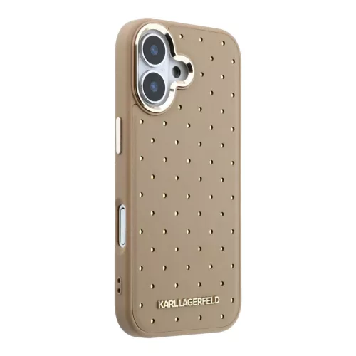 Karl Lagerfeld PU Perforated Gold Dots MagSafe tok iPhone 17 készülékhez bézs