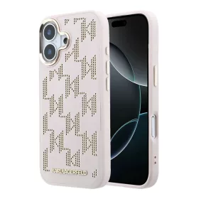  Karl Lagerfeld PU Perforated Monogram MagSafe tok iPhone 17 készülékhez rózsaszín