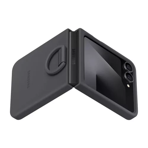 EF-PF741TBE Samsung Galaxy Z Flip 6/7 FE készülékhez szilikon tok gyűrűvel, fekete (sérült csomagolású)