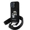 Karl Lagerfeld Saffiano keresztpántos Karl and Choupette tok iPhone 16 Pro Max készülékhez fekete