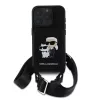 Karl Lagerfeld Saffiano keresztpántos Karl and Choupette tok iPhone 16 Pro Max készülékhez fekete