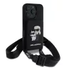 Karl Lagerfeld Saffiano keresztpántos Karl and Choupette tok iPhone 16 Pro Max készülékhez fekete