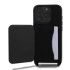Karl Lagerfeld Saffiano keresztpántos Karl and Choupette tok iPhone 16 Pro Max készülékhez fekete