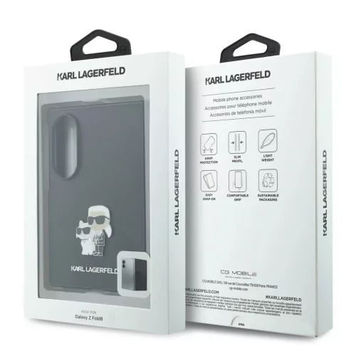 Karl Lagerfeld PU Saffiano Karl and Choupette tok Samsung Galaxy Z Fold 8 készülékhez, fekete