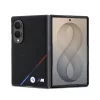 BMW M perforált PU Tricolor Stripe mágneses tok Samsung Galaxy Z Fold 8 készülékhez fekete