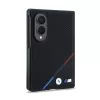 BMW M perforált PU Tricolor Stripe mágneses tok Samsung Galaxy Z Fold 8 készülékhez fekete