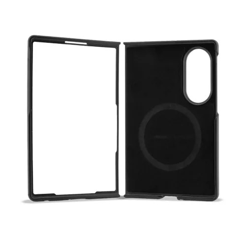 BMW M perforált PU Tricolor Stripe mágneses tok Samsung Galaxy Z Fold 8 készülékhez fekete