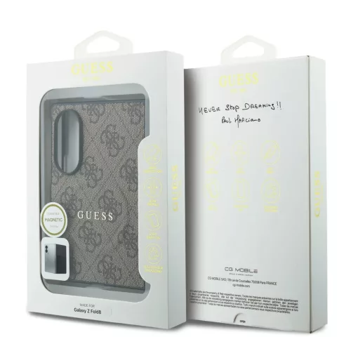 Guess PU-bőr 4G mágneses tok Samsung Galaxy Z Fold 8 készülékhez barna