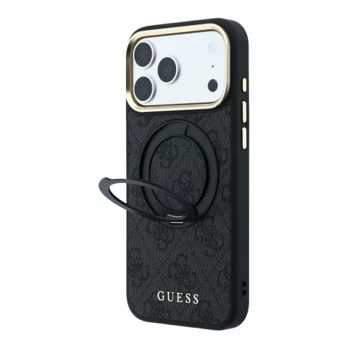 Guess PU 4G Ring Stand MagSafe tok iPhone 18 Pro készülékhez fekete