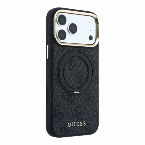 Guess PU 4G Ring Stand MagSafe tok iPhone 18 Pro készülékhez fekete