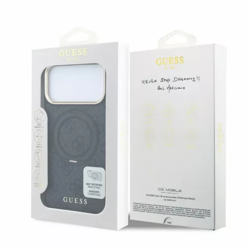 Guess PU 4G Ring Stand MagSafe tok iPhone 18 Pro Max készülékhez fekete