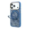 Guess PU 4G Ring Stand MagSafe tok iPhone 18 Pro készülékhez kék