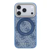 Guess PU 4G Ring Stand MagSafe tok iPhone 18 Pro készülékhez kék