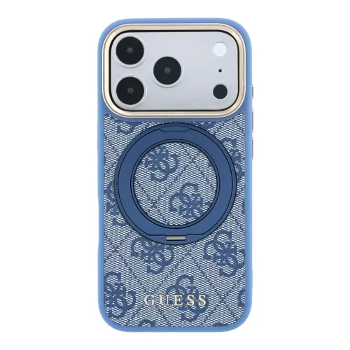 Guess PU 4G Ring Stand MagSafe tok iPhone 18 Pro készülékhez kék
